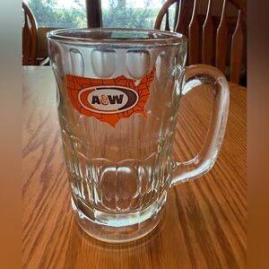 Glass Mug with Orange A&W Root Beer Logo